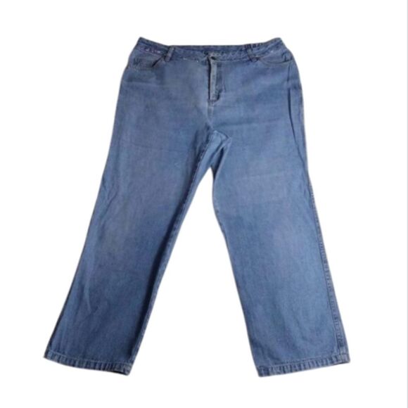 VTG 80s Medium Wash Studded High Waist Wide Leg Jeans Large Petite - Picture 3 of 14